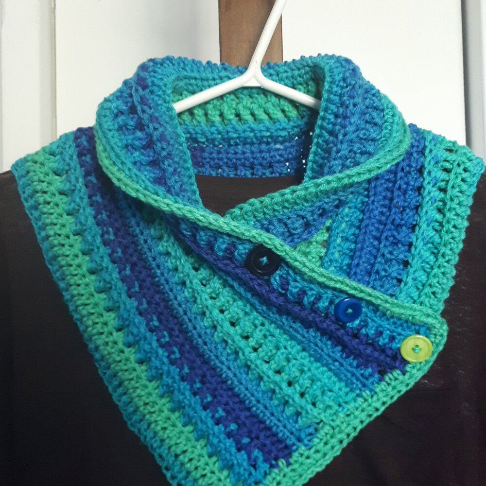 Hand Made OOAK Chunky Crochet Boho Cowl Scarf Neck Warmer, NO Fuss Washer /Dryer